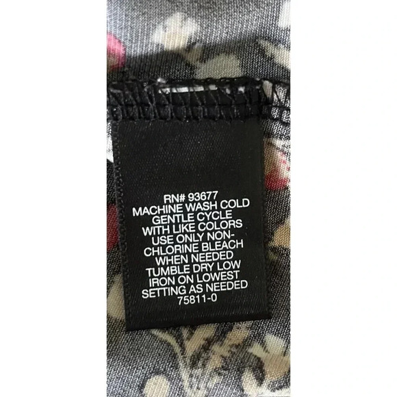 LIZ CLAIBORNE WOMENS PL FLORAL 3/4 SLEEVE BLOUSE ONE BUTTON AT NECK LINE - Picture 4 of 6